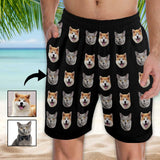 Custom Face Men's Pajama Shorts Personalized Pet Sleepwear Shorts