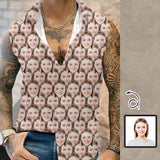 Custom Face Mens Sleeveless Button Down Shirts Summer Beach Basic Hawaiian Shirts Clothing