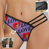 Custom Face Purple Love Women's Low Waist Mesh Briefs Personalized Underwear Panties for Women