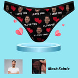 Custom Face Red Heart I Love You Mesh Thong Underwear Mesh Sheer Seamless Thongs for Women