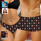 Custom Face Red Heart Mesh Couple Panties Mesh Sheer Seamless Underwear