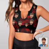 Custom Husband Face Red Rose High Quality Yoga Top