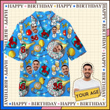 Custom Face&Age Hawaiian Shirts Personalized Men's Summer Shirts Birthday Party Gift