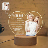 Custom Photo To My Mom Heart Needed You Heart-Shaped Acrylic Panel With Light Base