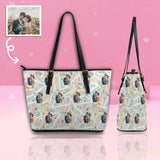 Custom Photo Love Kaleidoscope Leather Tote Bag