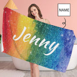 Custom Name Rainbow  Bath Towel 30