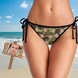 Side Tie-Custom Boyfriend Face Camouflage Personalized Bikini Swimsuit Bottom（Fits small, please refer to size chart）