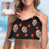 Ruffle Bikini Top-Custom Face Love Boyfriend Personalized Bikini Swimsuit Top