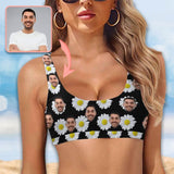 Sport Top-Custom Face Flower Personalized Bikini Swimsuit Top