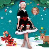 Custom Face Bow Gift Christmas Dress for Girls