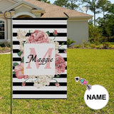 Custom Name Stripe Flower Garden Flag