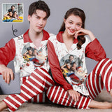 Custom Photo Santa Claus Red Couple Matching Pajamas Personalized Photo Loungewear Set Sleepwear For Christmas