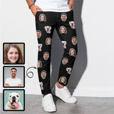 Custom Faces Pet Dog Couple Black Men's Casual Jogger Athletic Long Pants Casual Trousers