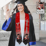 Custom Photo&Name Red Graduation Stoles Sash Class of 2023 Graduation Gift