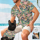 Custom Photo Tropic Leaves Matching Dog and Owner Hawaiian Shirts Custom Pet Shirt Dog Gift