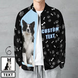 Custom Face&Text Bone Men's Coat Crew Neck Zipper Jacket Outerwear