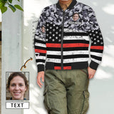 Custom Face&Text Flag Men's Bomber Jacket