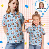 Custom Face Panda Blue Girls' Polo Shirt