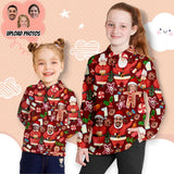 Custom Face Santa Claus Girls' Long Sleeve Polo Shirt