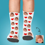 Kids Custom Socks Printed With Picture Personalized Face Love Heart Kid's Socks