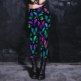 Women's Fluorescent Bat All-Over Low Rise Leggings