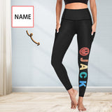 Custom Name Smiley Leggings With Pockets