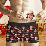 Custom Boxer Briefs with Face I Love You Personalized Boxer for Husband Boyfriend Print Face Photo Underwear Customized Mens Underwear Gift for Husband