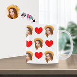 Custom Face Love Heart Classical White Mug