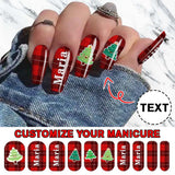 Custom Text Christmas Tree Nail Stickers 5pcs Personalized Nail Stickers for Christmas