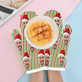 Custom Face Vertical Stripe Heat Resistant Oven Mitt(A Pair)