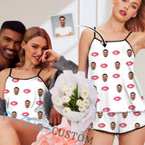 Personalised Ladies Pajamas Sexy Red Lips Sleepwear Custom Women's Sexy Cami Pajama Set Honeymoon Anniversary Gift