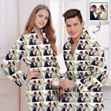 Custom Photo Fleece Robe Couple Pictures Personalized All Over Print Pajama Kimono Robe for Men Women