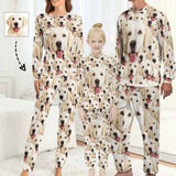 Dog Face Pajamas Custom Pet's Face Seamless Family Matching Long Sleeve Pajama Set Personalized Photo Loungewear