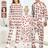 Family Matching Pajamas Custom Face Love Heart Sleepwear Personalized Family Matching Long Sleeve Pajama Set