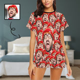 PRICE DROP-Personalized Pajamas with Photo Sleepwear Custom Seamless Face Pajamas Women's Short Sleeve Pajama Set