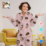 [Up To 4 Faces] Persoanlized Pajamas Custom Photo Funny Sleepwear With Faces On Them Women's Long Pajama Set