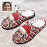 Custom Face Seamless Photo Christmas Hat All Over Print Cotton Slippers For Men Women