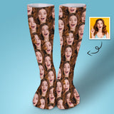 Custom Seamless Funny Face Sublimated Crew Socks Personalized Pohto Face on Socks All Over Print Gift Unisex