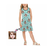 Custom Face Small Floral Girl's Sleeveless Sundress