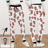 Custom Face Sweatpants Red Lips Unisex Personalized Closed Bottom Casual Sweatpants