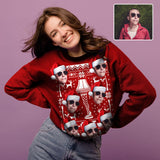 Personalized Face Waiting Christmas Ugly Women's Christmas Sweatshirts, Gift For Christmas Custom face Sweatshirt, Ugly Couple Sweatshirts