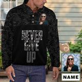 Custom Face&Name Black Camouflage Loose Sweatshirts Personalized Men's Stand Collar Sweatshirts