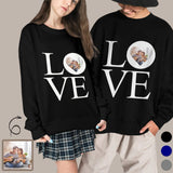 Custom Photo Couple Sweatshirt Personalized Love Black Matching Loose Sweatshirt for Him and Her Unisex Couple Crewneck Long Sleeve T-shirt