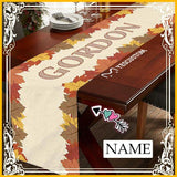 Custom Name Thansgiving Maple Leaves Table Runner