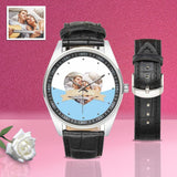 Custom Photo I Love You Women's&Men's Classic Leather Strap Watch