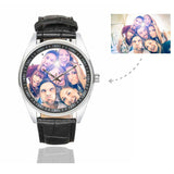 Men's Custom Friends Photo Casual Watch, Black Leather Strap