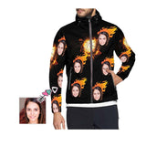 Custom Girlfriend Face Fire Basketball Men's Hooded Windbreaker