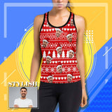 Custom Face Tops Personalized Christmas Women's Racerback Yoga Tank Top