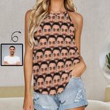 Custom Seamless Face Tops Women's Summer Halterneck Strapless Vest Shirts for Female