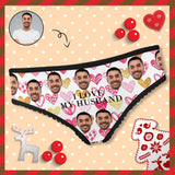 Custom Face Underwear Design I Love My Husband Panties Personalized Women's High-Cut Briefs